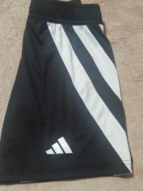 Adidas Aeroready Boy's Black Shorts with White Diagonal Stripes